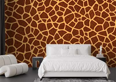 Seamless giraffe-inspired texture pattern in brown and orange, perfect for wildlife and safari designs Wall mural