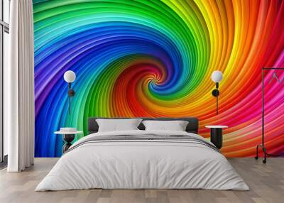 Vibrant rainbow spiral design with striking colors Wall mural