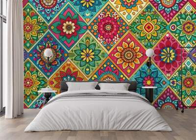 Vibrant seamless background with colorful and textured patterns for design projects Wall mural