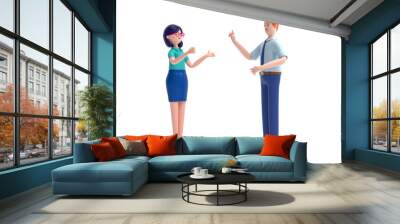 Two man talking and discussing. communication and talking concept. 3d rendering,conceptual image. Wall mural