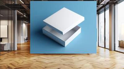 white box mockup on blue background Wall mural