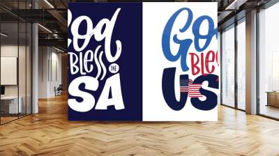 Text 4th of July. Independence Day vector lettering typography for postcard, card, banner. 100% vector image hand drawn Wall mural