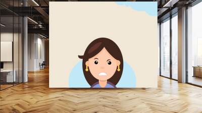 The girl's face, the portrait is a sad image, on a light background. Emotions of a person, of different nature. Wall mural