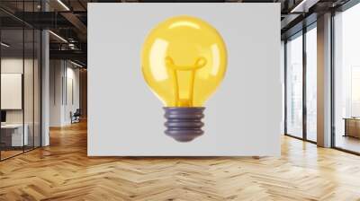 3d yellow light bulb icon set isolated on gray background. render cartoon style minimal yellow, tran Wall mural