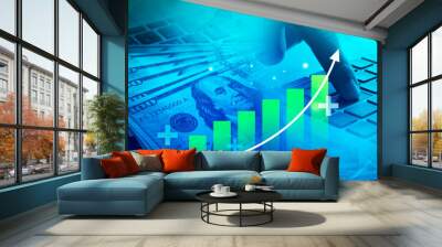 financial and business management , profit and income rising graph Wall mural