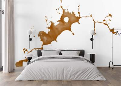 Coffee, chocolate, liquid stains isolated on a transparent background. Royalty high-quality free stock PNG image of Coffee, Tea Stains  spill. Round coffee stain isolated, cafe splash fleck drink, slu Wall mural