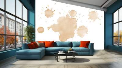 Coffee stains isolated on a transparent background. Royalty high-quality free stock PNG image of Coffee and Tea Stains Left by Cup Bottoms. Round coffee stain isolated, cafe stain fleck drink beverage Wall mural