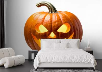 spooky halloween pumpkin with glowing eyes isolated on transparent background png image Wall mural