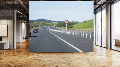 110 km/h road sign at Waikato Expressway. New Zealand. Wall mural