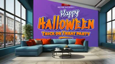 Design editable text effect, happy halloween 3d text vector illustration Wall mural