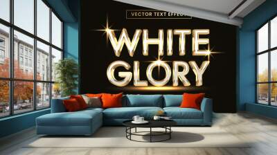 Design editable text effect, white glory gold text vector illustration Wall mural