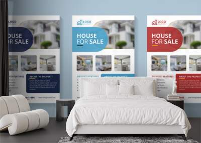 Real estate flyer design template set Wall mural