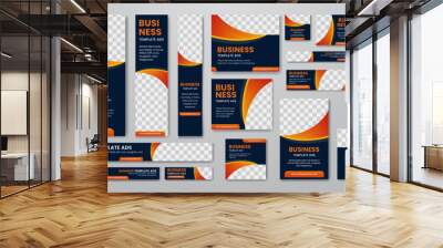 Website ads banner design template set, gradient orange and blue business template premium vector Wall mural