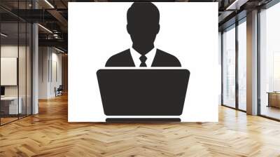 Businessman working on his laptop icon Wall mural