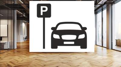 Car parking icon. Parking space. Parking lot. Car park. Vector icon isolated on white background. Wall mural