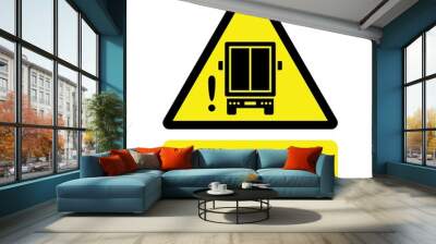 Road safety and traffic sign. Blind spot, Take care. Delivery truck icon. Back view of a lorry. Vector icon isolated on white background. Wall mural