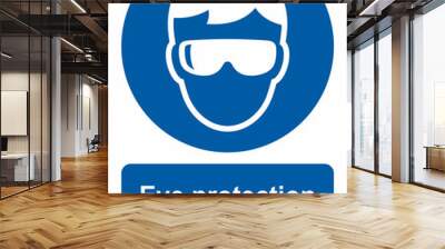 Safety sign, Eye protection must be worn. Vector icon isolated on white background. Wall mural