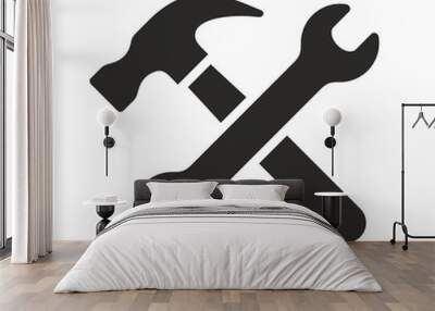 Wrench and hammer, tools icon Wall mural