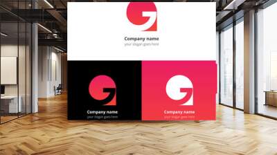 Letter G logo icon flat and vector design template. Trend red-pink gradient color on white and black background. Symbol G in vector elements.. Wall mural