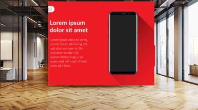 phone, mobile smartphone design composition isolated on red background template. realistic vector il Wall mural