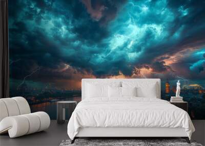 A stormy night in London. Wall mural