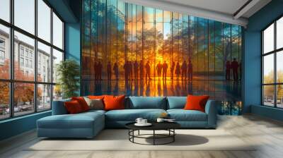 Business meeting of office staff. Wall mural