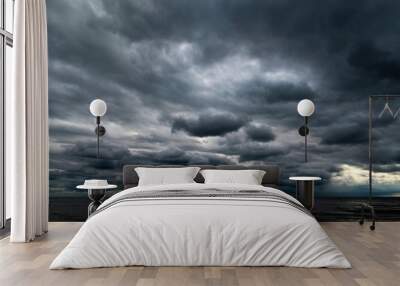 Dark clouds over Baltic sea. Wall mural