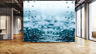 Falling water drops. Wall mural