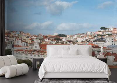 Lisbon city roofs, Portugal. Wall mural