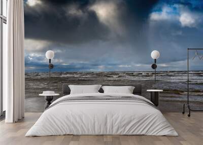 Stormy day by Baltic sea. Wall mural