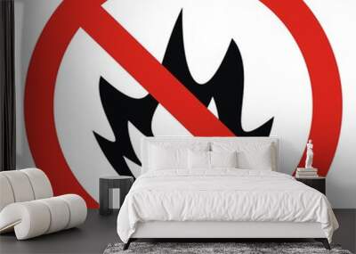 No fires, vector sign at red circle frame Wall mural