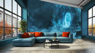 Fantasy portal glowed, inviting travelers to cross into a realm of enchantment. Wall mural