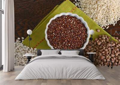 Bowl of quinoa with lentils, barley, rice Wall mural