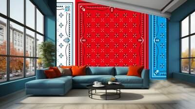 Seamless pattern based on square ornament paisley Bandana Print for boys and girls. motive for print on fabric or papper Wall mural