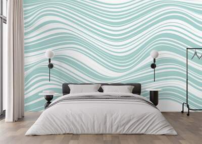  simple abstract lite fest color horizontal thin to thick wavy line pattern a blue abstract pattern with light blue wavy lines Wall mural