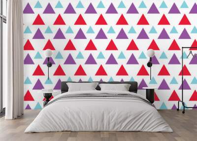 digonal abstrac wavy simple violet red and pest polka triangle pattern on white background . Wall mural