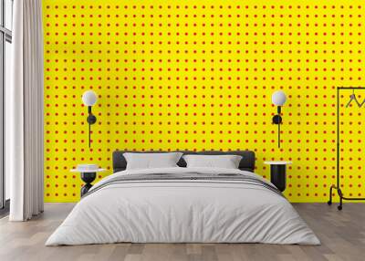 modern simple abstract red color small polka dot pattern on yellow background Wall mural