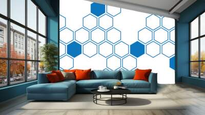 simple abstract blue color creative geometric hexagon honeycomb polygon pattern Wall mural