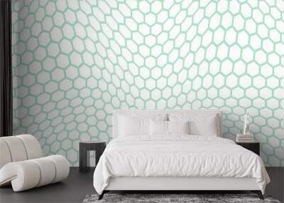 simple abstract modern green color polygon hexagon wavy pattern Wall mural