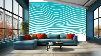 simple abstract sky mint color wavy distort line pattern a blue wave with a green background and a blue line Wall mural