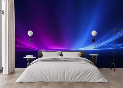 Abstract blue and purple background with curved lines Wall mural