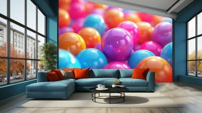 Colorful bright balls 3d rendering of different colored spheres Wall mural