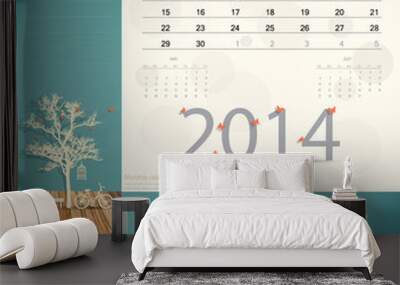 2014 calendar, monthly calendar template for june. vector illust Wall mural