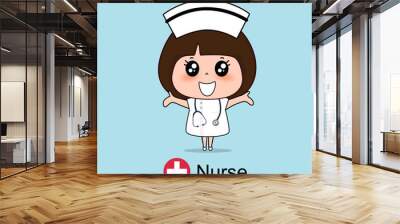 Cartoon character Nurse Design, Medical worker, Medical concept. Vector illustration. Wall mural