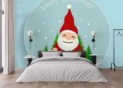 Christmas Greeting Card with Christmas Santa Claus. Vector illus Wall mural