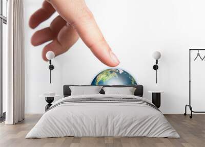 Hand pointing to earth  (Elements of this image furnished by NAS Wall mural