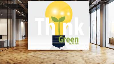 think green, eco concept. light bulb with tree inside. vector il Wall mural