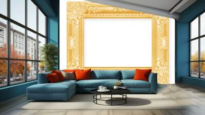 The antique gold picture frame on the white background Wall mural