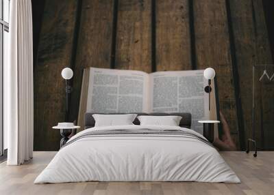 Soft focus The holy bible on wood table with copy space.christian background Wall mural