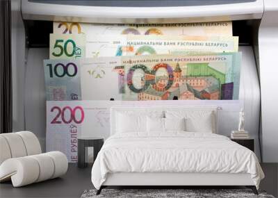 Belarusian money in the counting machine Wall mural